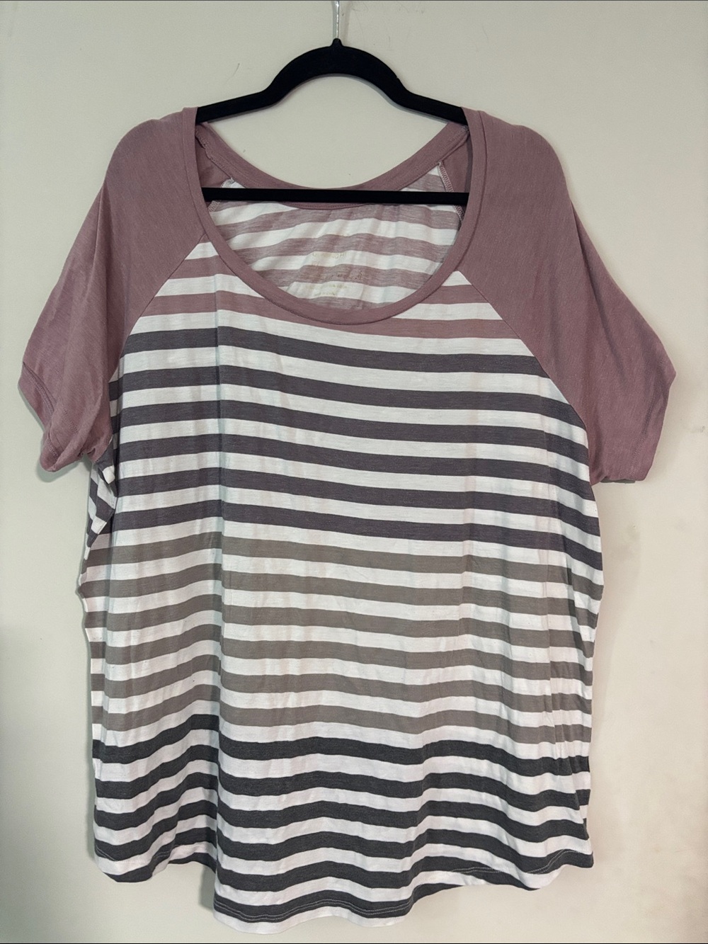 torrid Mauve and White Striped Raglan Tee